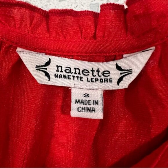 NWT NANETTE LEPORE Red Rayon Blend Blouse Hot Coral Size Small - Picture 12 of 13